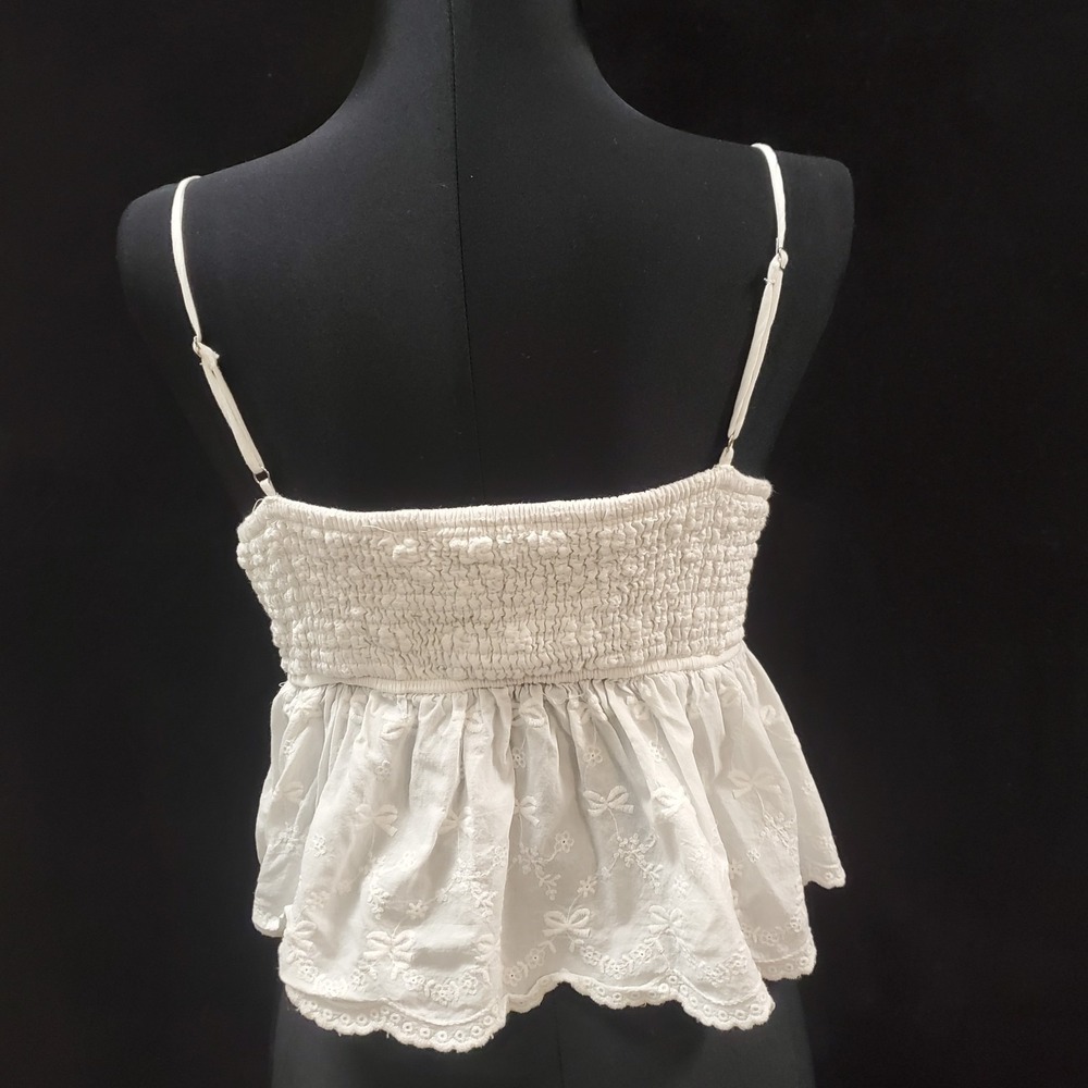 Altard State Womens Sleeveless Babydoll V Neck Cropped Top Size XS White Bow - Picture 2 of 11